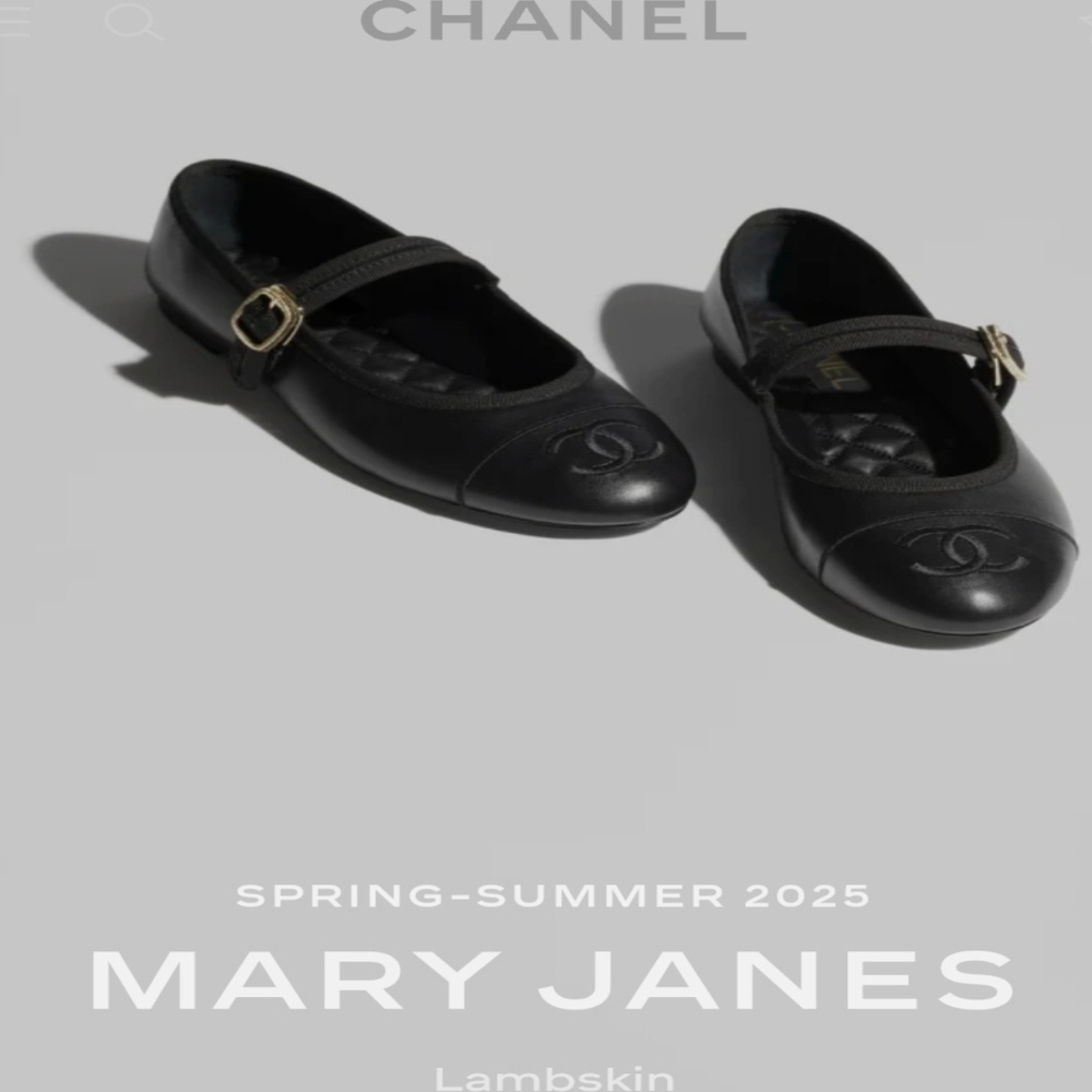 CHANEL Black Lambskin Mary Jane Flats